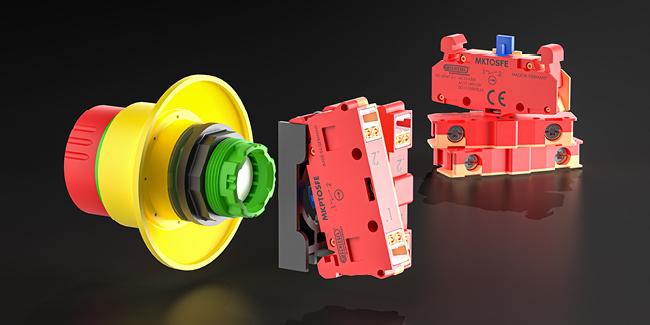 Selvmonitorerende kontaktblokke til nødstop