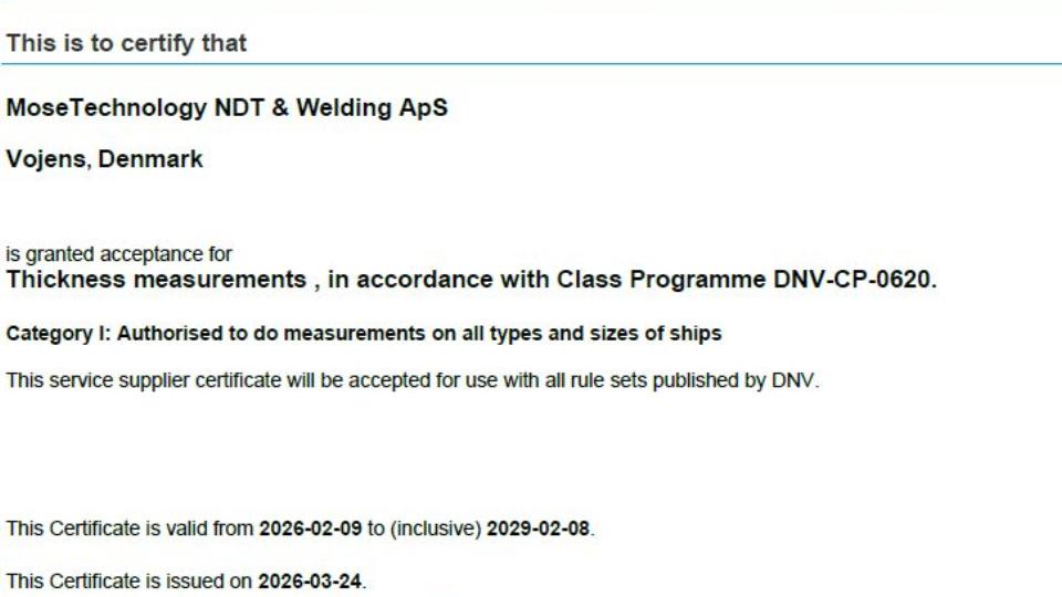 Is your NDT provider also approved for thickness measurements?